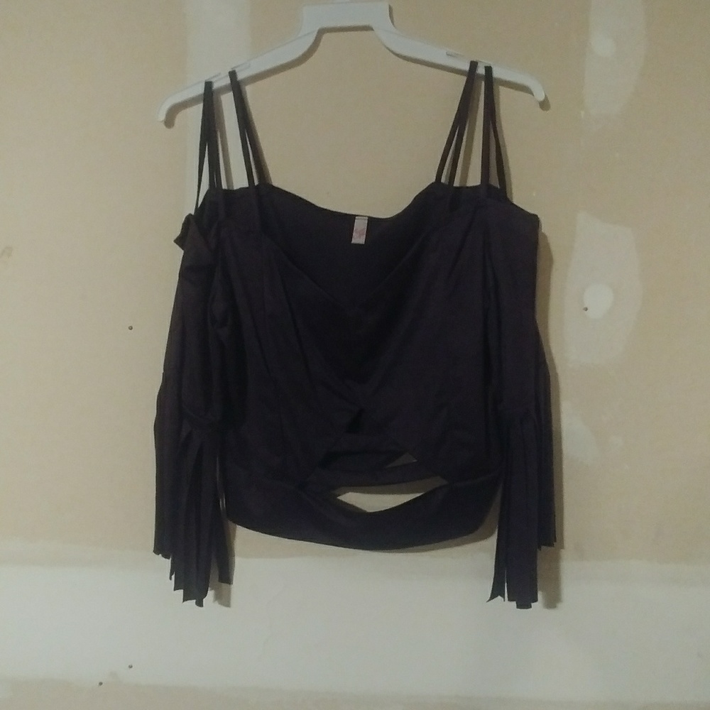 Black Suede Fringe Top - Picture 3 of 3